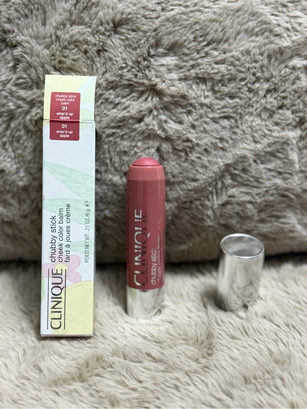 Clinique Chubby Stick Cheek Color Balm 01 Amp'd Up Apple - Soft Rose Pink